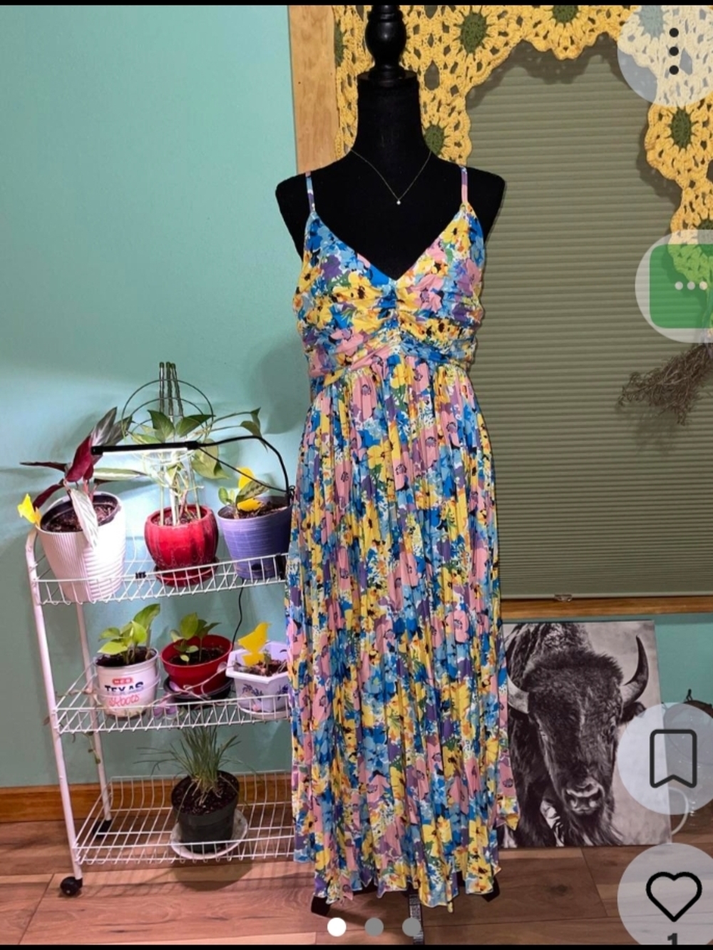 Floral Pleated Maxi Sundress - Multicolor